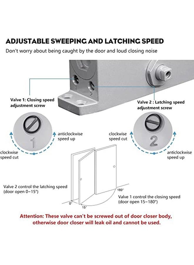Marie Automatic Adjustable Size 3 Spring Hydraulic Door Closer Heavy Duty Auto Closer for Residential and Commercial Doors, White - Image 3