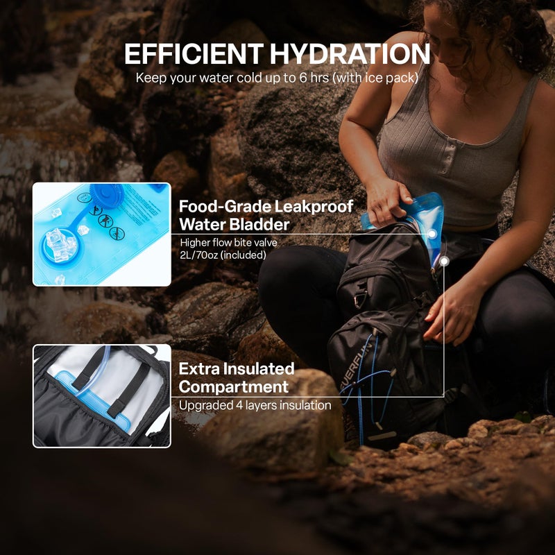 EVERFUN Hiking Hydration Backpack with Storage 18L Insulated Water Backpack with Water Bladder 2L, Women Men Hydro Pack Daypack Lightweight Hydropack with Rain Cover for Cycling, Running, Festivals - Image 3