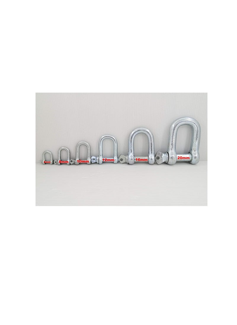 Generic Galvanized Iron (GI) D Ring Shackle Lock, Shackle Hook Clip for Heavy Duty Construction, Chain Link Tow, Marine Shackles, Gym Hook and Vehicle Recovery & DIY Projects… (Pack of 5, 8mm)  - Image 1