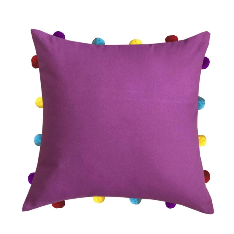 Lushomes Cushion Cover 14x14 Boho Cushion Covers Sofa Pillow Cover Cushion Covers with Tassels Cushion Cover with pom pom 14x14 Inches Set of 5 Lilac - Image 2