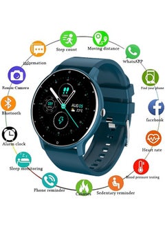 RollsTimi  Smart Watch for Women Men,Bluetooth Tactical Smartwatch for Android and iPhone,IP67 Waterproof Outdoor Fitness Tracker with Heart Rate SpO2 Sleep Monitor,Blue  - Image 1