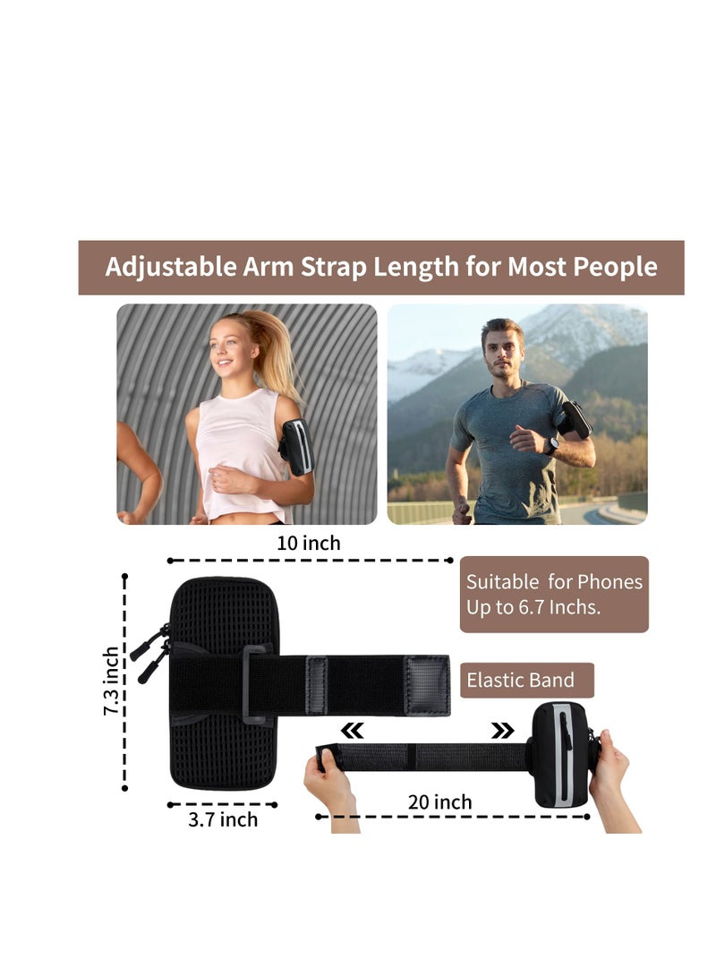 SOLARAE Running Phone Armband, Sports Armband Cell Phone, Phone Arm Holder for Gym Workouts and Exercise, Compatible with iPhone (Black) - Image 2
