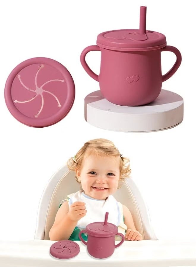 Gonice Baby Silicone Sippy Cup, Baby Training Cup with Handles, Lid and Straw, Baby Snacks Cups, Spill Proof and Non-Slip Sippy Cup for 6-12 Months Babies, 150ml - Image 3