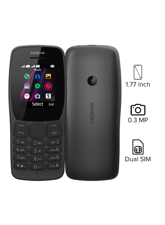 نوكيا 110 ثنائي الشريحة أسود 4MB RAM 4MB 2G - Image 1