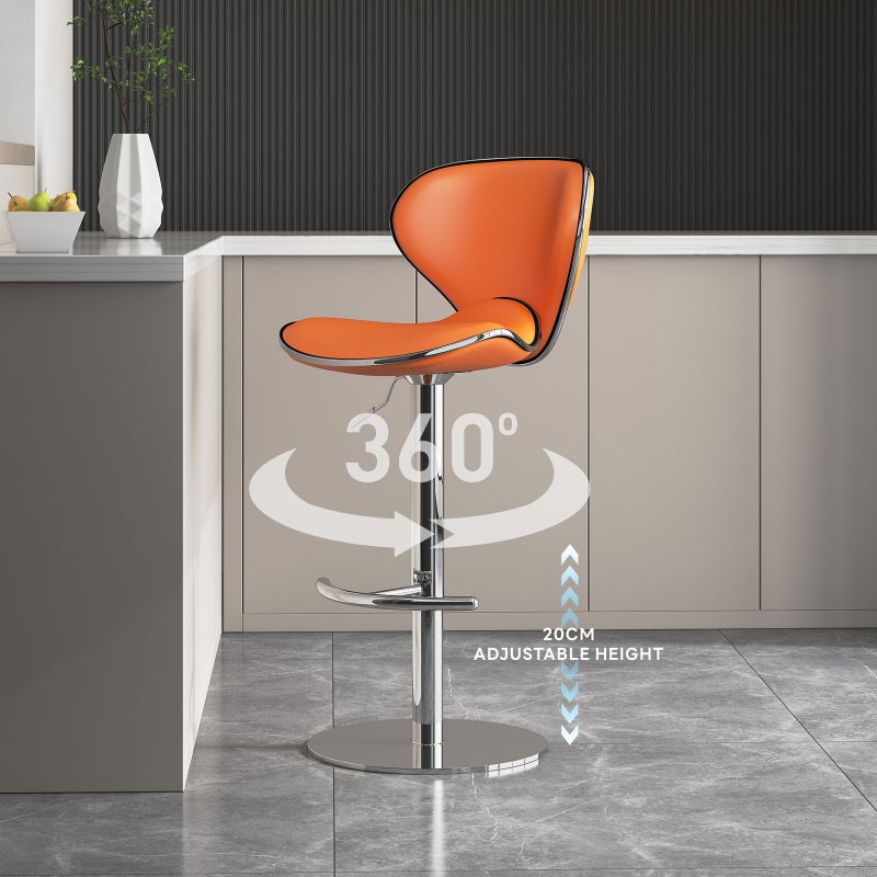 شاربدو 2 قطعة بار مقعد مجموعة، نابا الجلد عالية الظهر بار المقعد، مريحة وقابلة للتعديل عالية بار المقعد، 360 درجة الدوران، مناسبة للمطبخ المنزلي مقابل مطعم عالية المقعد - Image 4