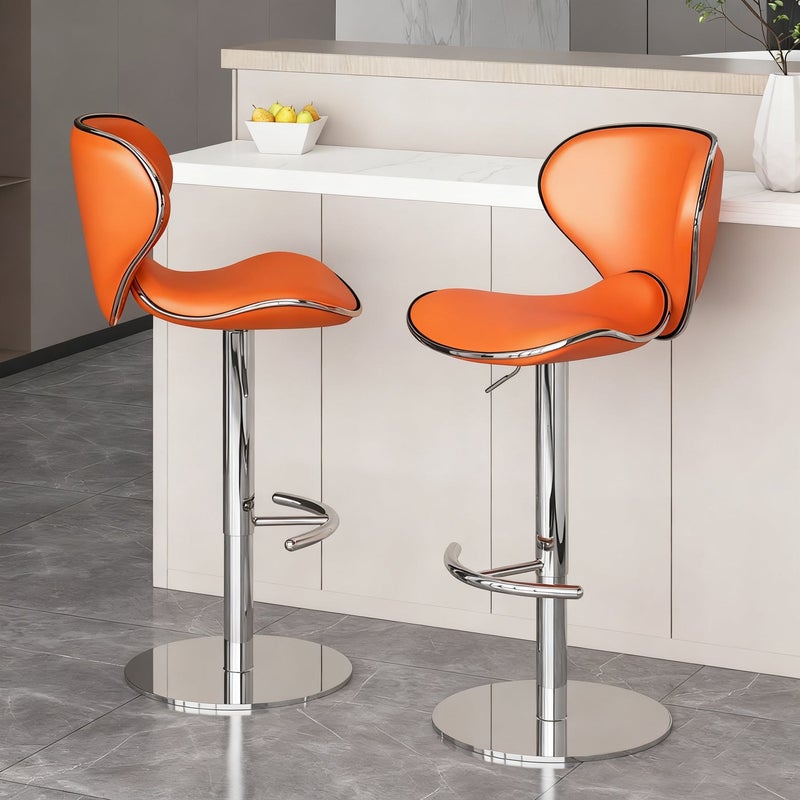 شاربدو 2 قطعة بار مقعد مجموعة، نابا الجلد عالية الظهر بار المقعد، مريحة وقابلة للتعديل عالية بار المقعد، 360 درجة الدوران، مناسبة للمطبخ المنزلي مقابل مطعم عالية المقعد - Image 1