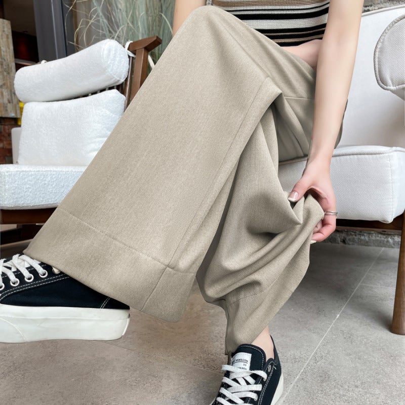 Belt-Tied Suit Pants Loose Wide-Leg Pants Fashion Casual Long Pants Multi-Color Multi-Size Small Tall - Image 5