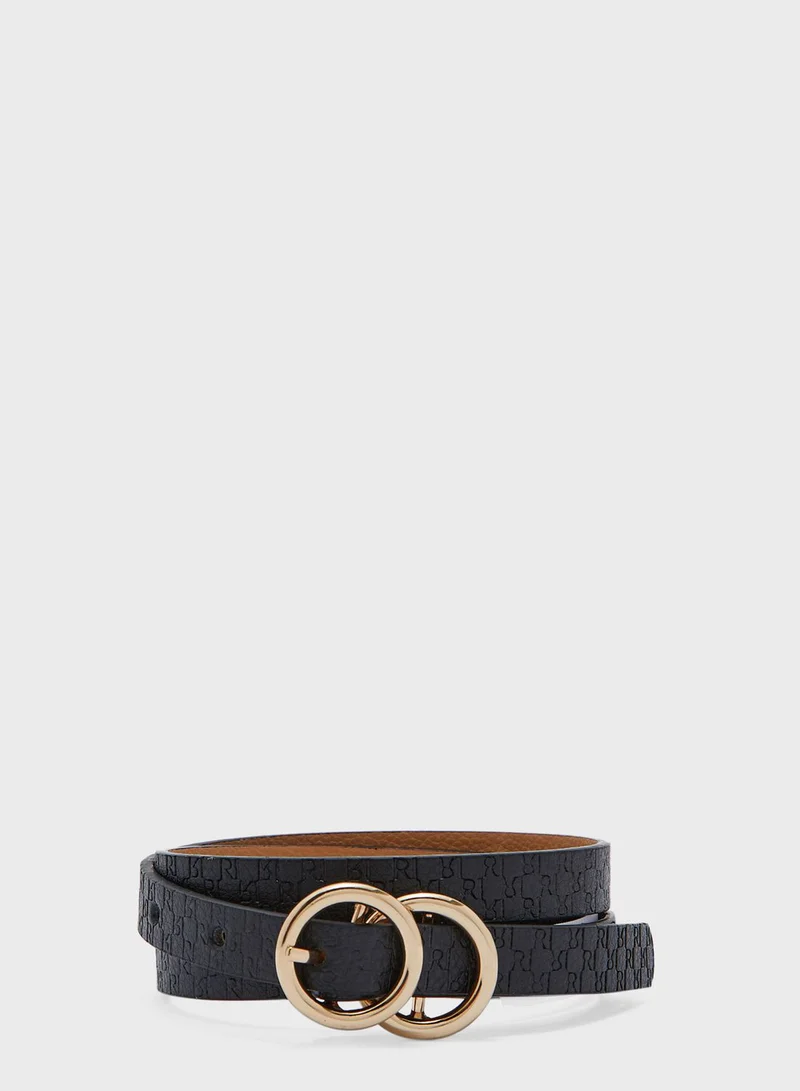 RIVER ISLAND Buckle Skinny 2 Pack Belts