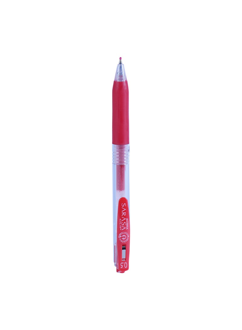 ZEBRA Sararsa Clip Red Gel Pen 0.5mm, for Journaling , Sketching , Drawing , Note-Taking , Pack of 10 Pens - Image 2