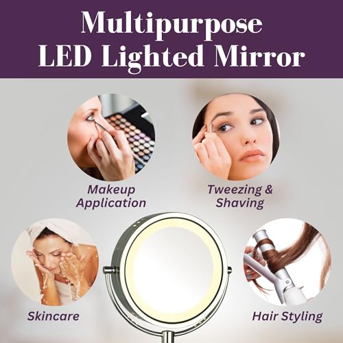 JERDON Wall-Mounted Magnifiying Makeup Mirror with Lights - Direct Wire Mirror with Chrome Finish - 8X/1X Magnification - Model HL75CD - Image 5