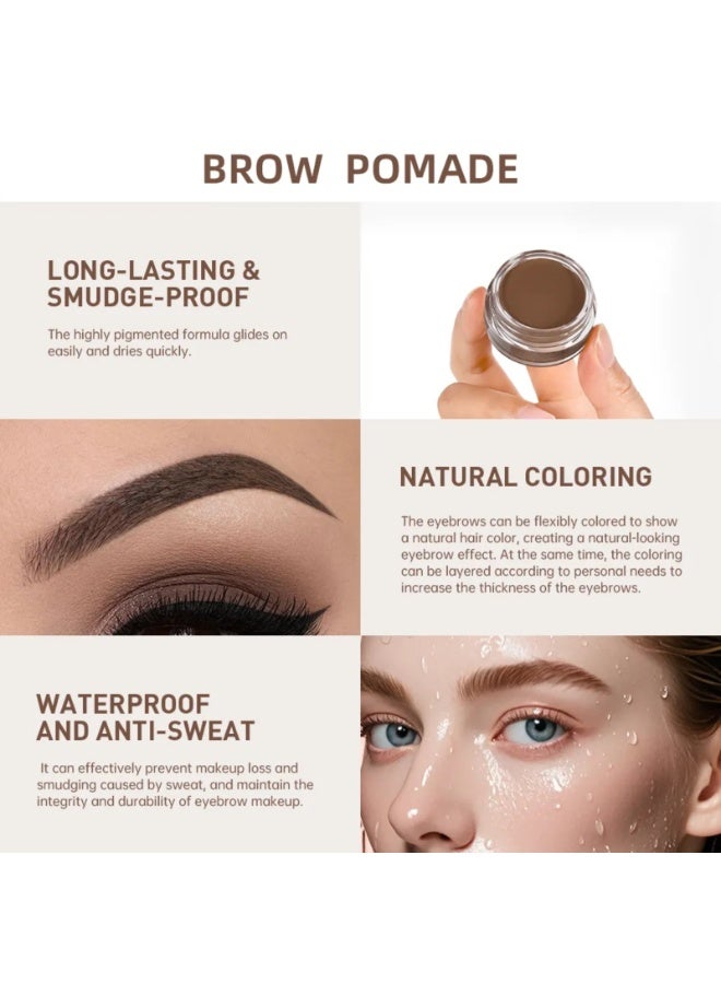 lakerain Brow Pomade Natural Long Lasting Sweat Proof Waterproof Eyebrow Makeup Gels Smooth Fast Drying Eyebrow Color Cream Eyebrow Pomade Brow Coloring Gel Dark Brown 01 - Image 3