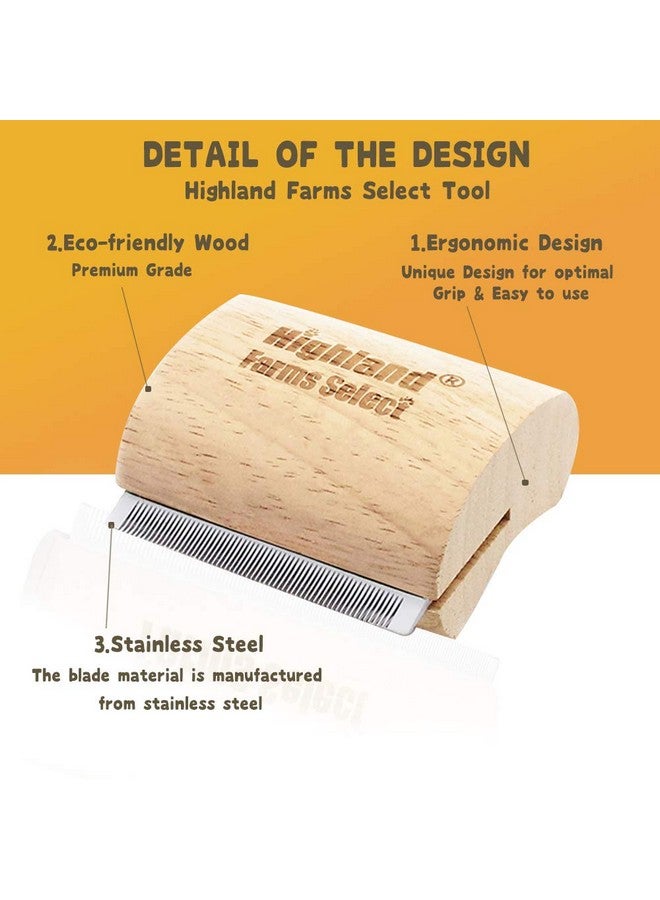 Highland Farms Select Deshedding Grooming Tool for Dogs, Cats & Horses, Ergonomic Design Wood Groom Brush, Professional Pet Groomer, Painlessly Remove for Short & Long Hair, Fur & Dirt - 2.5 Inches - Image 3