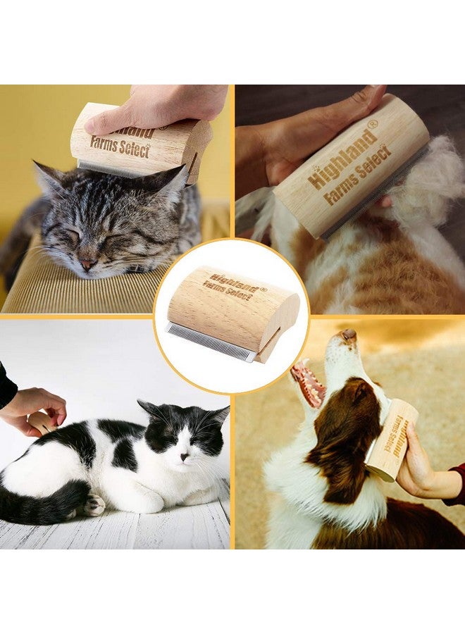 Highland Farms Select Deshedding Grooming Tool for Dogs, Cats & Horses, Ergonomic Design Wood Groom Brush, Professional Pet Groomer, Painlessly Remove for Short & Long Hair, Fur & Dirt - 2.5 Inches - Image 4