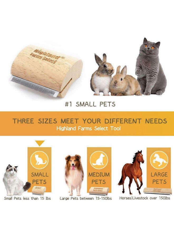 Highland Farms Select Deshedding Grooming Tool for Dogs, Cats & Horses, Ergonomic Design Wood Groom Brush, Professional Pet Groomer, Painlessly Remove for Short & Long Hair, Fur & Dirt - 2.5 Inches - Image 2