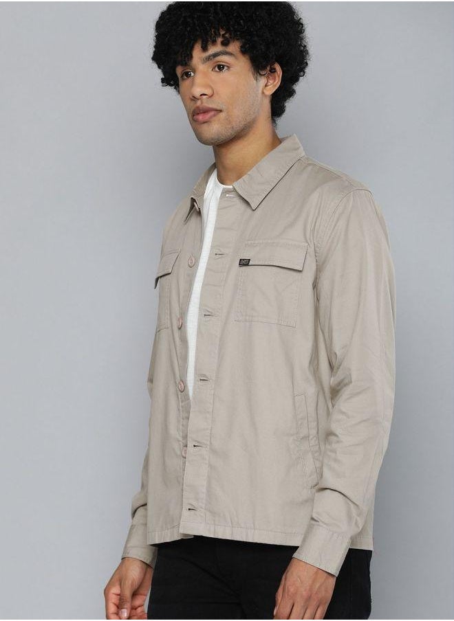 The Indian Garage Co Men Slim Fit Solid Full Sleeves Cutaway Collar Casual Over Shirt  - Image 2