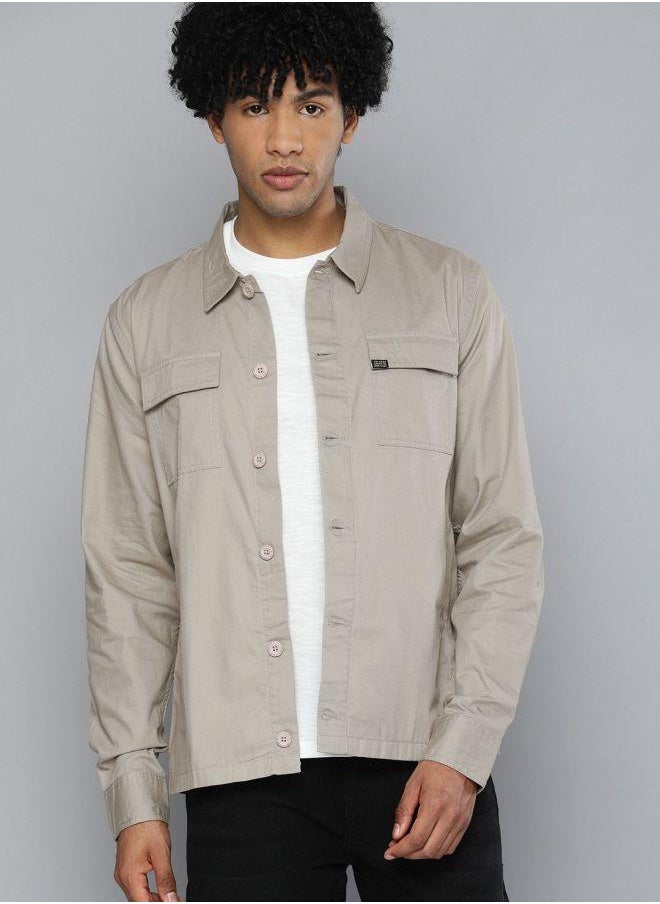 The Indian Garage Co Men Slim Fit Solid Full Sleeves Cutaway Collar Casual Over Shirt  - Image 4