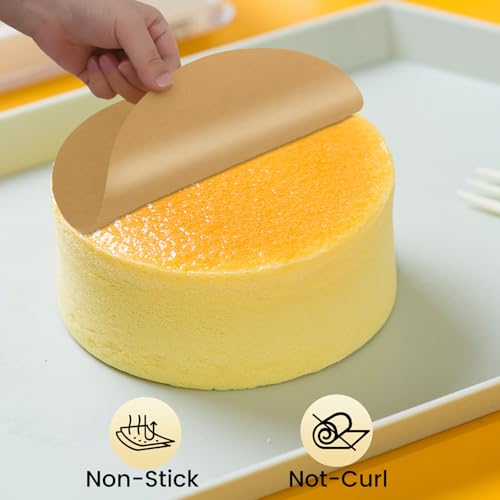 TROUSKAIG 100pcs 9 inch Parchment Paper Rounds, Heavy Duty Unbleached Parchment Paper Sheets for baking, Precut Brown Non-Stick liners for Cake Pan, Steaming, Air Fryer, Non-Stick Liners for Cooking - Image 4