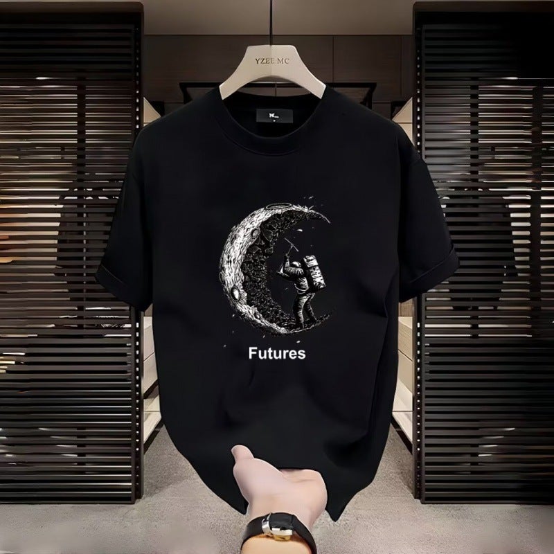 European Station Fashion Brand Printed Short-Sleeved T-Shirt Men'S Youth Fashion Loose All-Match Round Neck T-Shirt - Image 1