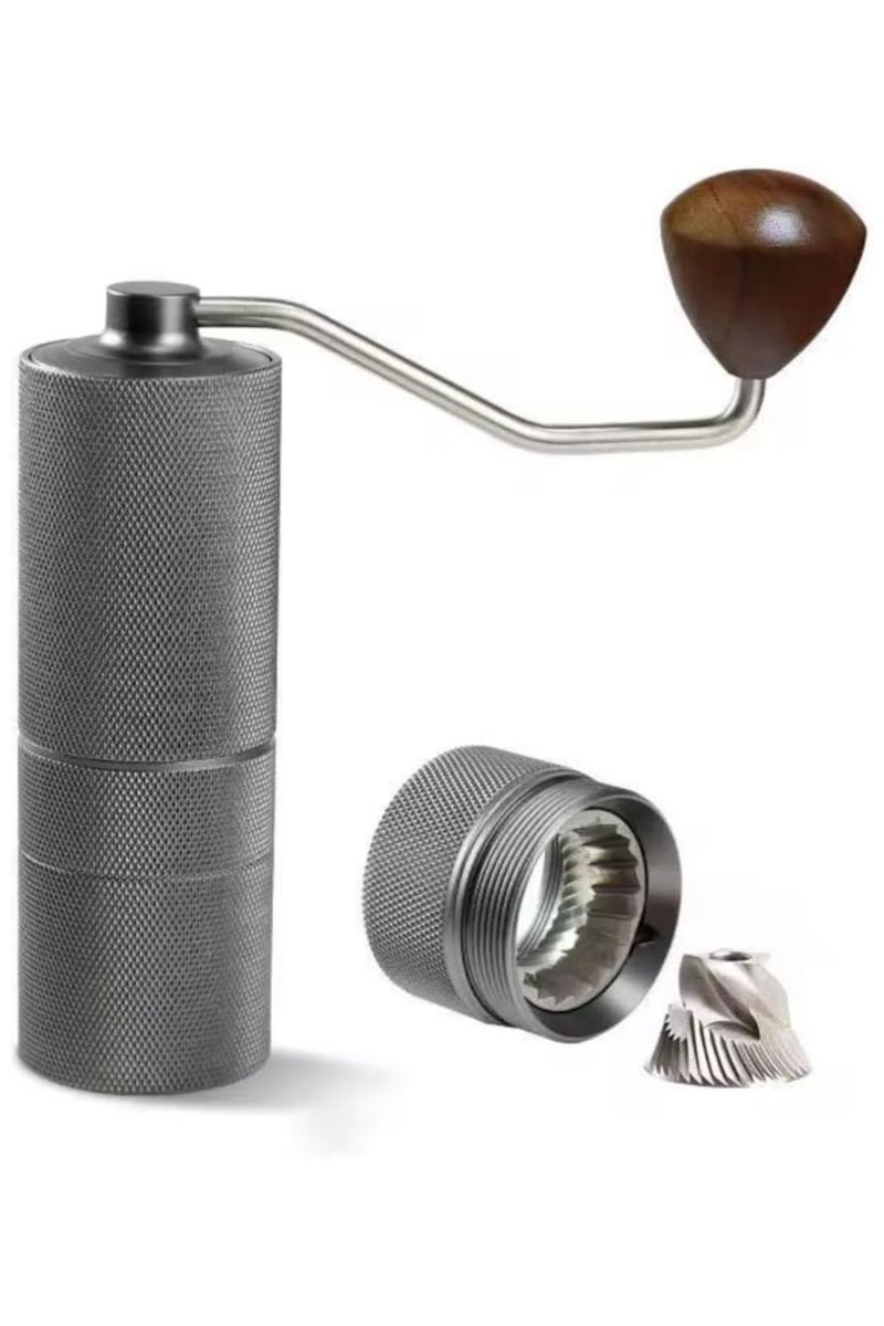 دينكس مطحنة قهوة يدوية مع طاحونة فولاذية مقاومة للصدأ، جسم سبيكة الألمنيوم، قبضة خشبية، مطحنة يديوية محمولة - Image 1