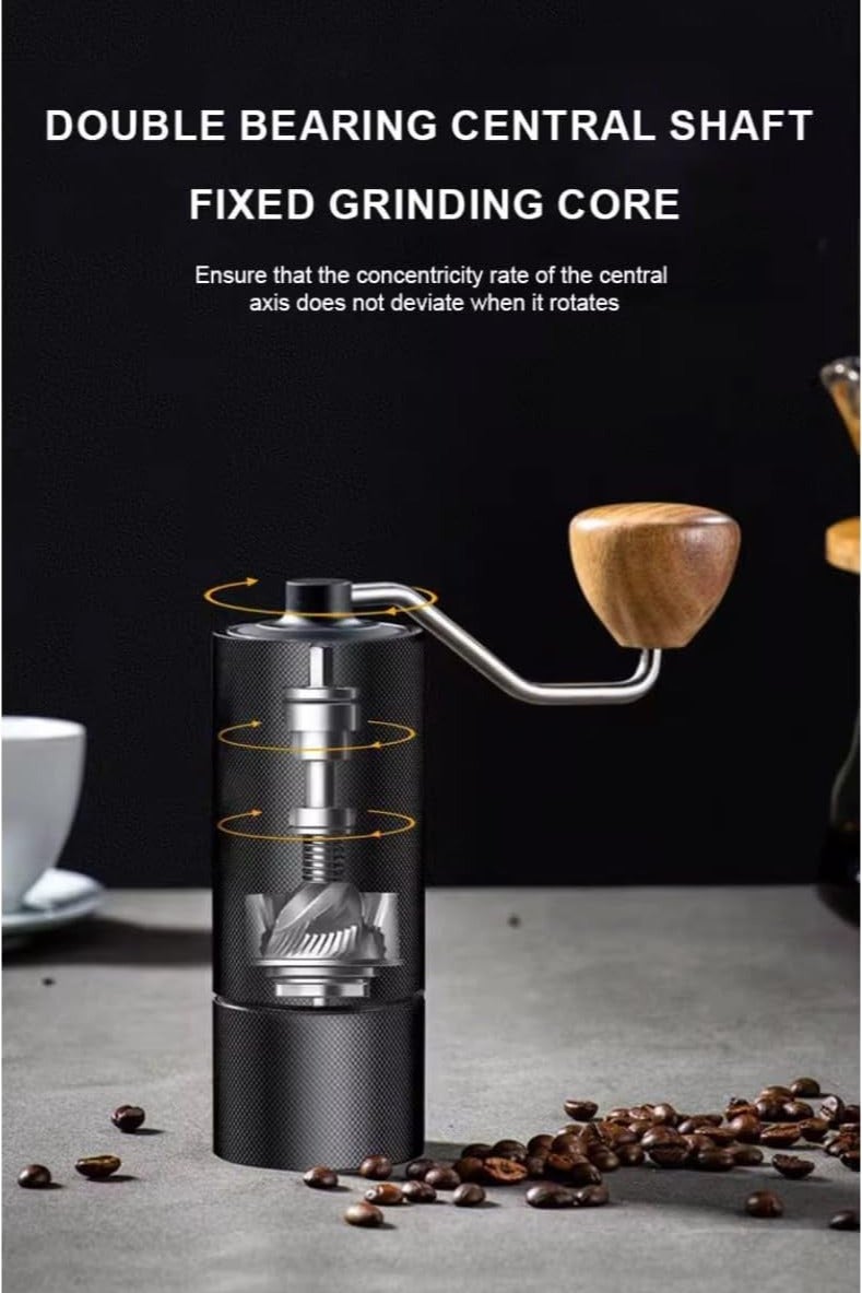 دينكس مطحنة قهوة يدوية مع طاحونة فولاذية مقاومة للصدأ، جسم سبيكة الألمنيوم، قبضة خشبية، مطحنة يديوية محمولة - Image 2
