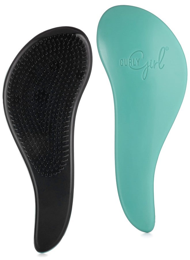 Curly Girl Microfiber Super Absorbent Anti Frizz Hair Towel, Curly Girl Hair Detangling Brush Adults, Kids Detangler Hairbrush (White Towel/Turquoise Brush) - Image 2