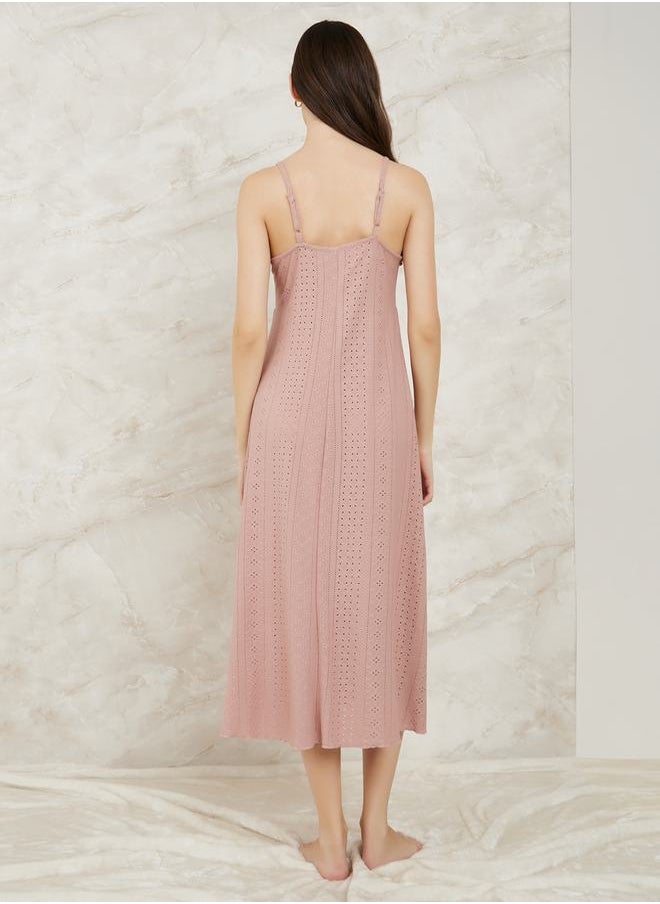 Styli Broderie Lace Trim Detail Slipdress & Robe Set  - Image 4