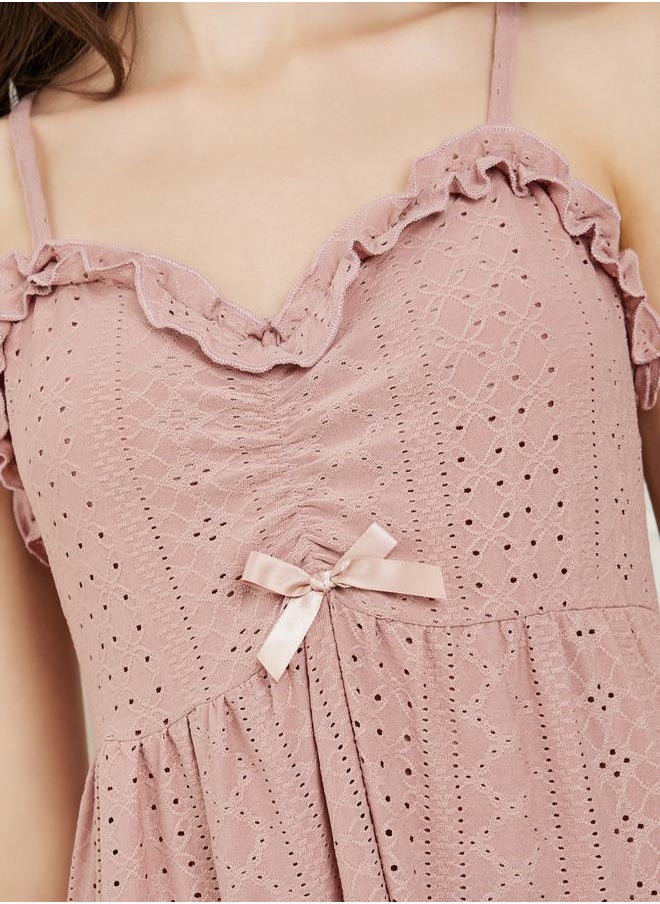 Styli Broderie Lace Trim Detail Slipdress & Robe Set  - Image 3
