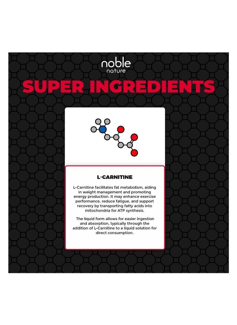 noble nature Liquid L Carnitine - 1100mg L-Carnitine, 10mg Pantothenic Acid, 0g Sugar & Carbs, 100% Stimulant Free  - Image 4