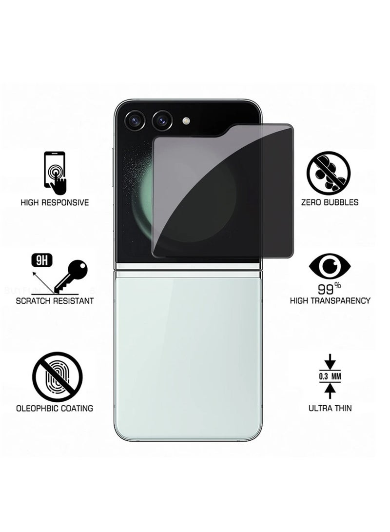 دبليو تيك سامسونج جالاكسي Z Flip6 5G 2024 Premium E2E الخصوصية غطاء كامل واقٍ للشاشة من الزجاج المقسى شفاف/أسود - Image 2