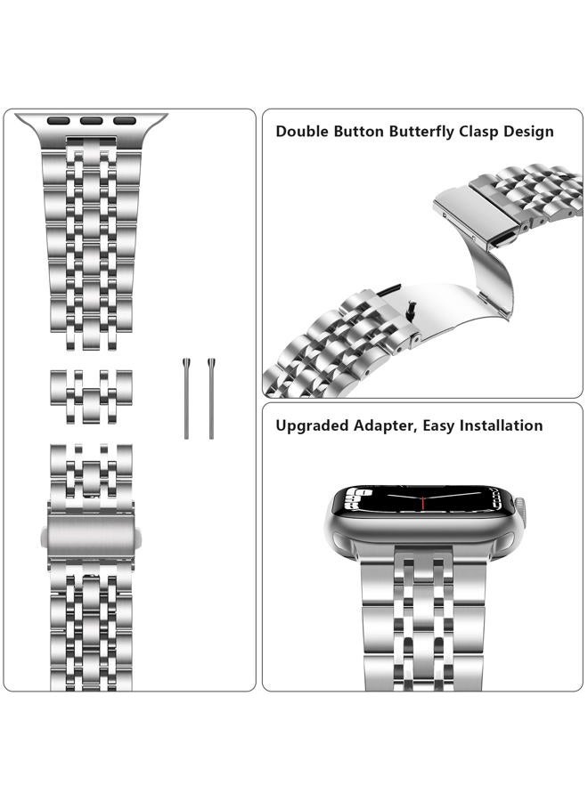 Tasikar Band Compatible with Apple Watch Band 42mm(Series 10) 41mm 40mm 38mm Men Women Strap Solid Stainless Steel Metal Bracelet Compatible with iWatch SE Series 10 9 8 7 6 5 4 3 2 1, Silver - Image 5