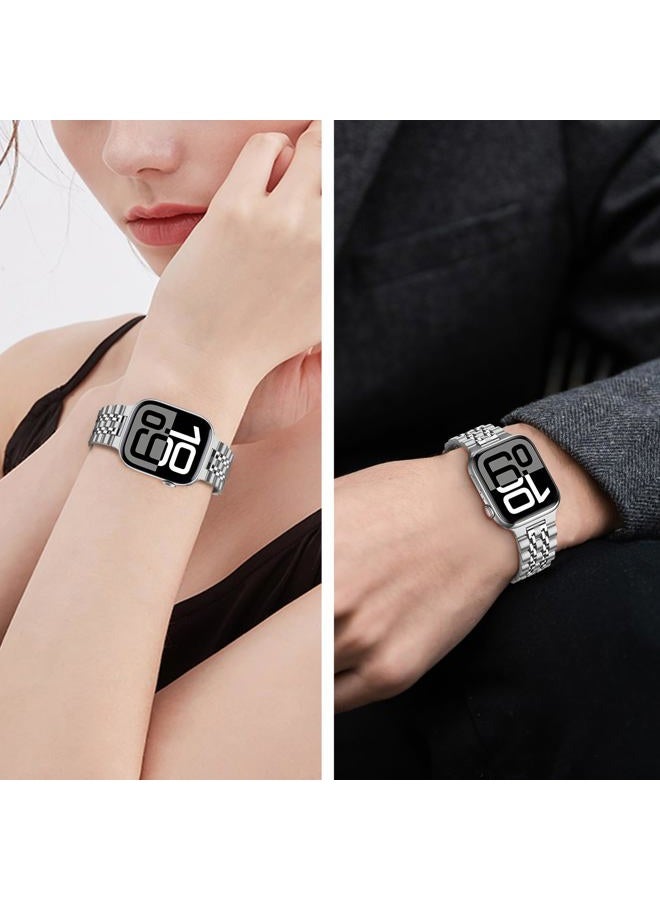 Tasikar Band Compatible with Apple Watch Band 42mm(Series 10) 41mm 40mm 38mm Men Women Strap Solid Stainless Steel Metal Bracelet Compatible with iWatch SE Series 10 9 8 7 6 5 4 3 2 1, Silver - Image 4
