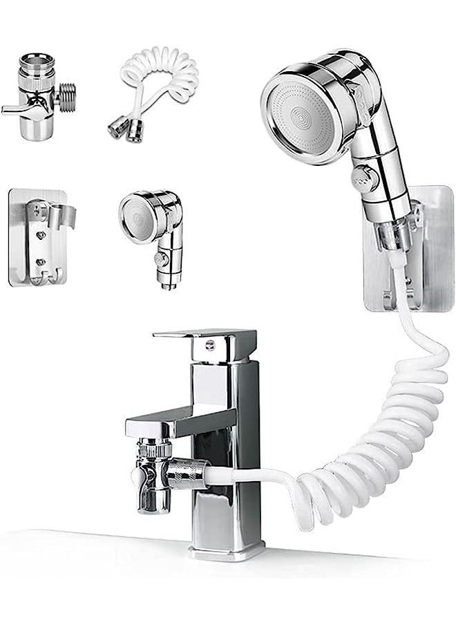 Goodern - Sink Handheld Shower Head Set,Sink Faucet Sprayer Attachment with Hose Bracket and Faucet Diverter Valve,Hand Held Shower Head Set Hair Washing Faucet with 3-Position Adjusting Water Volume - Image 1