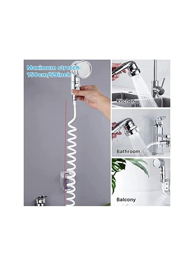 Goodern - Sink Handheld Shower Head Set,Sink Faucet Sprayer Attachment with Hose Bracket and Faucet Diverter Valve,Hand Held Shower Head Set Hair Washing Faucet with 3-Position Adjusting Water Volume - Image 1