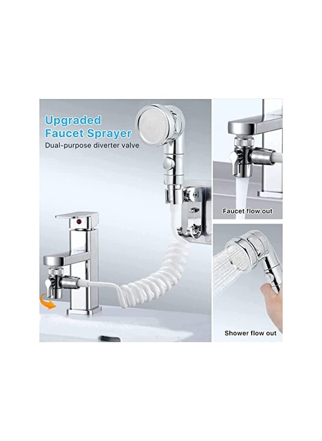 Goodern - Sink Handheld Shower Head Set,Sink Faucet Sprayer Attachment with Hose Bracket and Faucet Diverter Valve,Hand Held Shower Head Set Hair Washing Faucet with 3-Position Adjusting Water Volume - Image 1