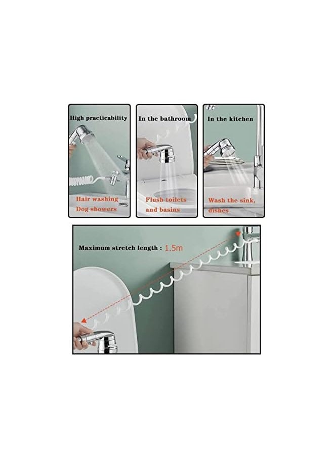 Goodern - Sink Handheld Shower Head Set,Sink Faucet Sprayer Attachment with Hose Bracket and Faucet Diverter Valve,Hand Held Shower Head Set Hair Washing Faucet with 3-Position Adjusting Water Volume - Image 1