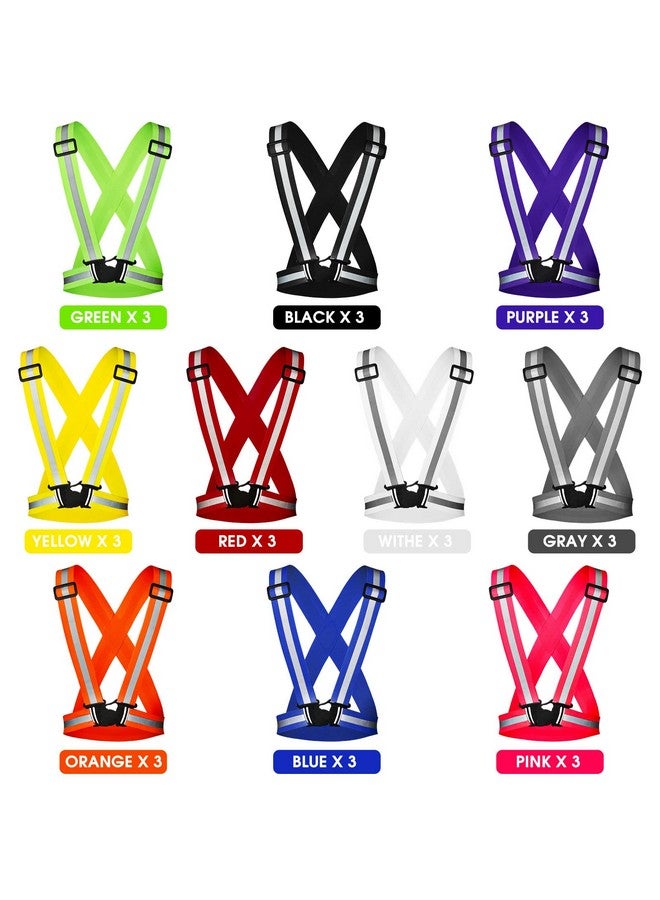 Macarrie 30 Pcs Reflective Running Vest High Visible Reflective Vest Bulk Multi Color Adjustable Safety Vests For Men Women Night Running Walking Jogging Cycling Outdoor Activity - Image 5