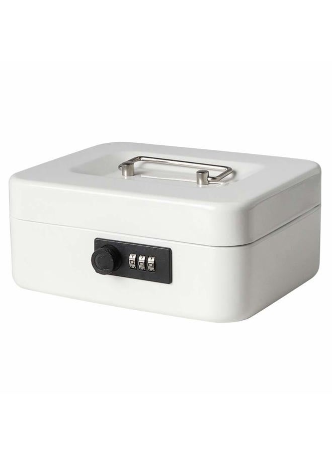 Jssmst Medium Cash Box with Combination Lock - Durable Metal Cash Box with Money Tray White,7.87 x 6.3 x 3.35 inches, SM-CB07005M - Image 1