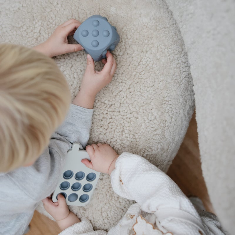 mushie Silicone Dice Press Toy | Baby Sensory Play for 10+ Months (Tradewinds/Stone) - Image 5