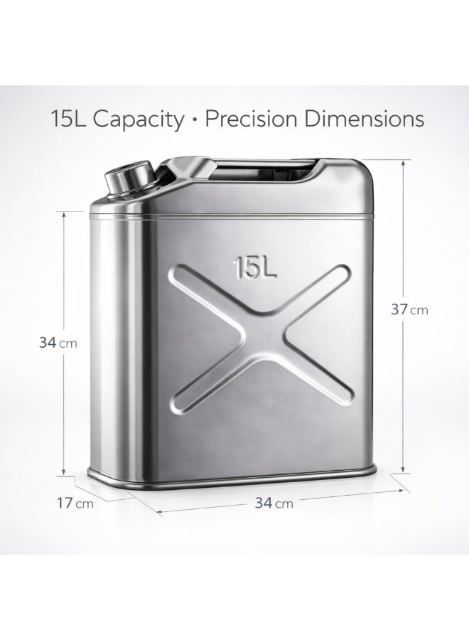 Manful Military Metal Jerry Can 15L Silver For Cars, Jeeps & Other Vehicles - Image 5