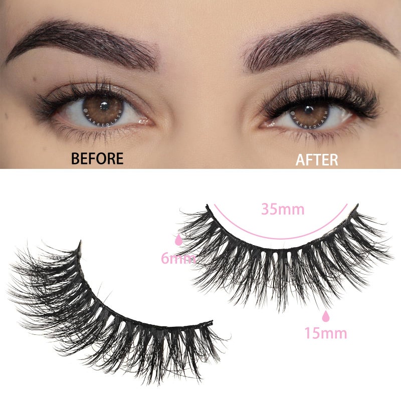 FARRED Lashes Natural Look Short Cat Eye Natural Lashes Fluffy Wispy False Eyelashes 14 Pairs Faux Mink Strip Eye Lashes Pack for Daily Makeup (F7 | 6-15mm) - Image 2