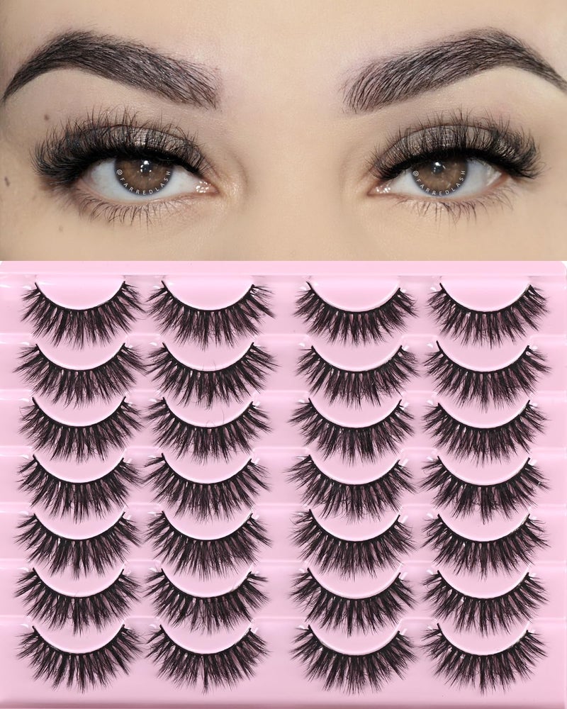 FARRED Lashes Natural Look Short Cat Eye Natural Lashes Fluffy Wispy False Eyelashes 14 Pairs Faux Mink Strip Eye Lashes Pack for Daily Makeup (F7 | 6-15mm) - Image 1
