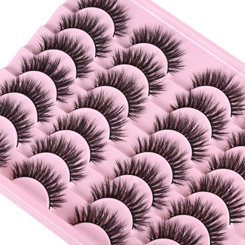 FARRED Lashes Natural Look Short Cat Eye Natural Lashes Fluffy Wispy False Eyelashes 14 Pairs Faux Mink Strip Eye Lashes Pack for Daily Makeup (F7 | 6-15mm) - Image 3