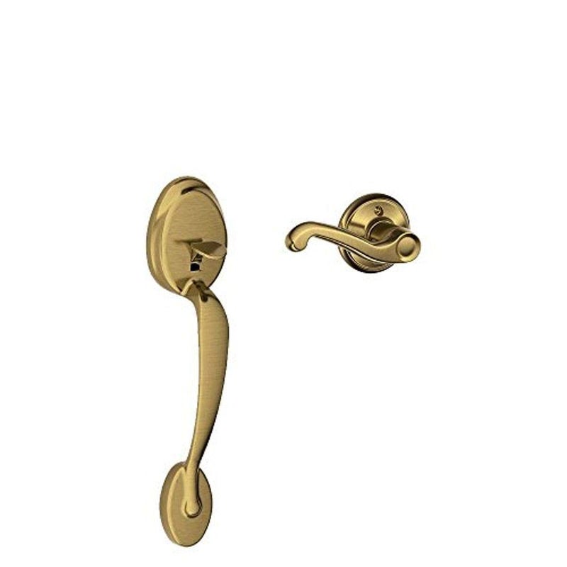 Schlage Lock Company Plymouth Front Entry Handle Flair RightHanded Interior Lever Antique Brass FE285 PLY 609 FLA RH LOCK FE285 PLY 609 FLA RH