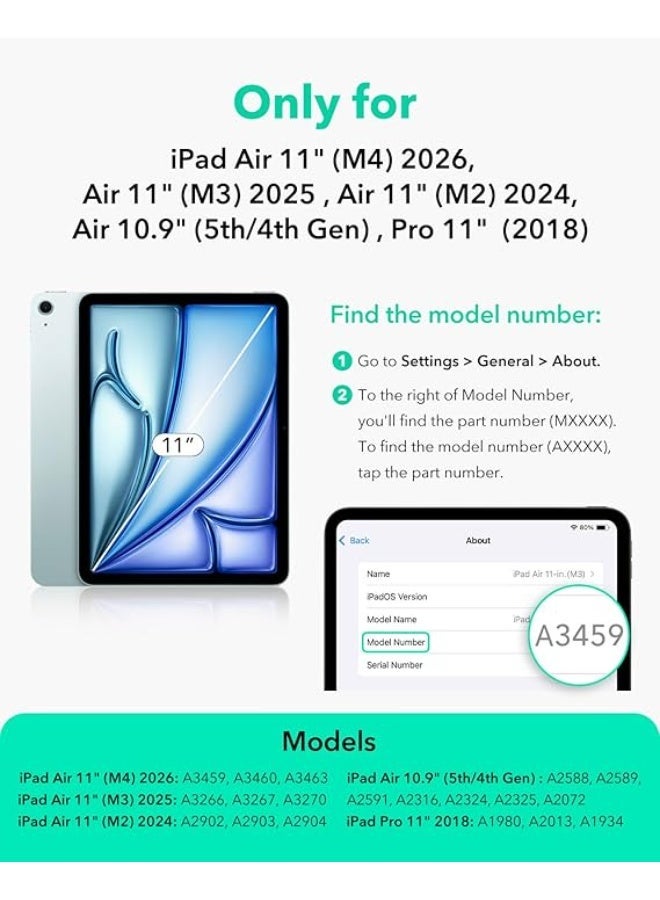 بروماس جراب iPad Air مقاس 11 بوصة M4/M3/M2 (2026/2025/2024)، iPad Air الجيل الخامس/الرابع (2022/2020)، تثبيت مغناطيسي قوي، جراب ثلاثي الطي رفيع، خاصية التشغيل/الإيقاف التلقائي، حماية متينة، أسود - Image 2