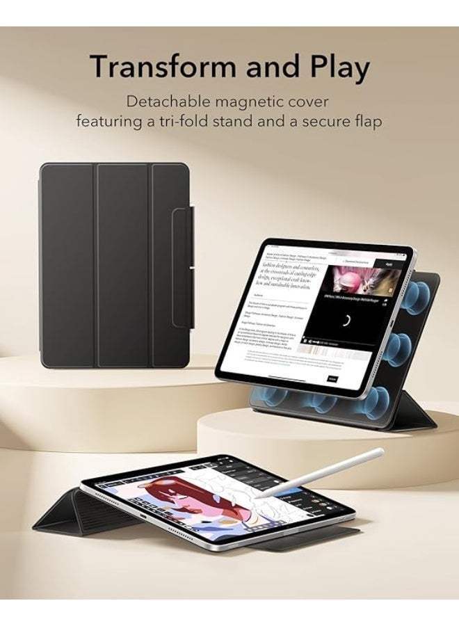 بروماس جراب iPad Air مقاس 11 بوصة M4/M3/M2 (2026/2025/2024)، iPad Air الجيل الخامس/الرابع (2022/2020)، تثبيت مغناطيسي قوي، جراب ثلاثي الطي رفيع، خاصية التشغيل/الإيقاف التلقائي، حماية متينة، أسود - Image 3