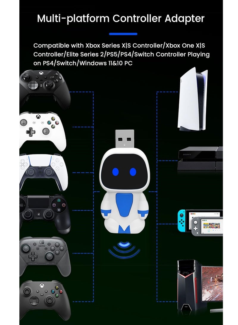 SYOSI Controller Wireless Adapter for Switch, Windows, PS4, PS5, with Controller Full Functions Support and Gyroscopic, Compatible with Xbox Controller, Switch Pro, PS4/PS5 Controller - Image 3