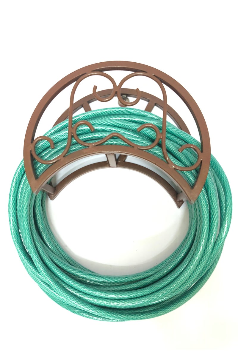RENOVO 1/2-inch 25-meter garden hose with a heavy-duty metal wall-mounted holder Brown / Green - Image 1