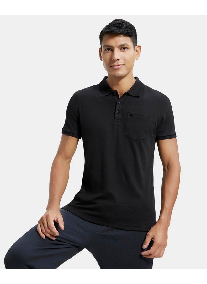 JOCKEY - Jockey Men's Regular Fit Half Sleeved Polo T-Shirt with chest Pocket 3913_Black_XXL - Image 1