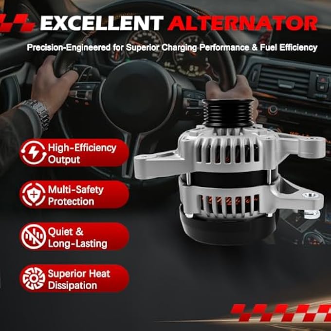 Autodevil 13878 Alternator Fit for for 2003-2008 Vibe & Corolla & Matrix 1.8L, for 2000-2005 Celica 1.8L, for 2000-2005 Spyder 1.8L, Amp 12V Automotive Replacement Alternator OE 22984 270600D110 - Image 4