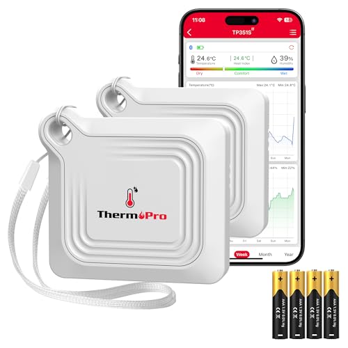 ThermoPro Bluetooth Hygrometer Thermometer for House 260FT Temperature and Humidity Monitor Remote App Control Humidity Temperature Sensor 2Year Data Storage Export for Greenhouse Room 2 Pack - Image 1